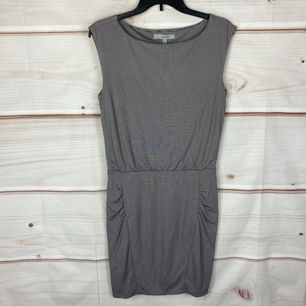 Athleta Dress Womens PXS Micro Stripe Westwood Tank Brown White Sleeveless Knit